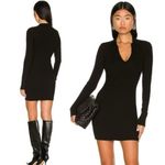 Cotton Citizen Ibiza Long Sleeve Polo Dress in Ribbed Black Size Small Photo 1
