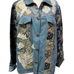 Indigo Moon Womens Medium Jean Tribal Dressy Jacket Embroidery Boho Artsy Spring Blue Photo 0