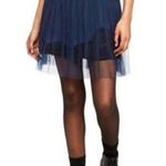 Rodarte Navy Lace Tulle Pleated Skirt Blue Size 2 Photo 0