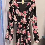 Lila Rose Lily Rose romper, pretty floral, v neck, long sleeves, belted size XL Photo 1