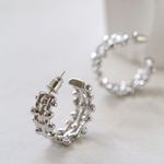 Silver Hoop Earring braided Hoops Earrings Medium Hoop Earrings Photo 2