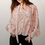 Free People NWT  Stars Align Print Tie Neck Top X-Small, BALLET COMBO Photo 0
