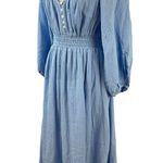 J.Crew New V-neck Midi Dress Soft Gauze Lake Blue BP861 Ballon Sleeve Small Photo 5