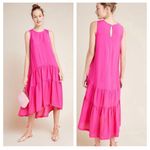 Anthropologie  Maeve Marlene Tiered Maxi Dress Medium Pink Oversized Sleeveless Photo 1