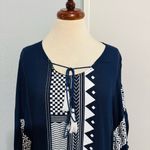 Cupshe Women Bohemian Navy and White Patterned Lightweight Poncho Size M Photo 3