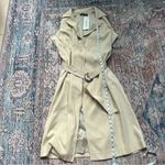 Lafayette 148 New York Sleeveless Trench Coat Dress Khaki Tan 100% Cotton Size 6 Photo 15