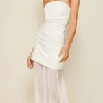 Line and Dot  Amara mixed media strapless ruched white maxi Dress, sheer bottom, s Photo 0