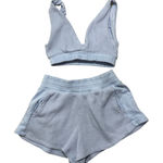 Better Together Waffle Knit Lounge Set Crop Top Shorts Sky Blue Size S Photo 0