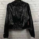 AQUA Athletic Cropped Hooded Coated Windbreaker Jacket Pockets Black M NWT Photo 1