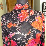 Venus  floral mock halter neck long sleeve bodycon ruched midi dress M keyhole Photo 4