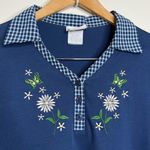 Bonworth Vintage Bon Worth Floral Butterfly Shirt Collar Women’s Size Large Blue cottage Photo 1