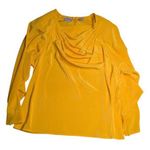 Vtg 1980s Cali Golden Yellow Draped Neck Pleated Detail Pullover Blouse 18W Photo 0