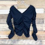 Helmut Lang Ruched Vneck Black Long Sleeve Top Size XS/Small NWT Photo 1