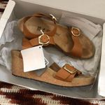 New Balance NEW W/TAG & BOX - BIRKENSTOCK Papillio Soley Ring Buckle Leather Wedges Heels Ginger Brown US Women 8 Photo 2