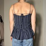 Veronica M  Blue and White Peplum Open Back Top Size XS Photo 1