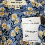 Max Studio  V-Neck Puff Sleeve Tiered Dress Size Small Blue Floral Summer Maxi Photo 4