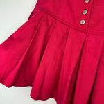 Vtg Y2K Corset Waist Red Pleated Mini Skirt Sz 2 High Rise Button Fly Photo 7