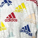 Adidas  White Multicolor Logo Cropped Sweatshirt Size Large Photo 9