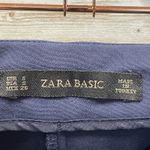 ZARA  Basic‎ Womens S Pants Navy Blue Straight Leg Cropped Flat Front Stretch Zip Photo 3