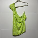 Lane Bryant  NWT Vibrant Lime Green and White One Shoulder Ruffled Top Size 22/24 Photo 2