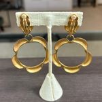 Gold Flower Clip On Statement Earrings Photo 1