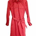 Trina Turk NWT Cotton Long Sleeve Shirt Dress Lobster Red Women's Size Small NEW Photo 2