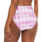 Bar III Womens Summer Stripes High-Waist Bikini Swim Bottom Purple White Size L Photo 1