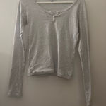 Brandy Melville white grey  long sleeve Photo 0