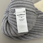 Smartwool Womens Powder Pass Beanie Hat Gray Cream Ribbed Knit Wool Blend READ Photo 2