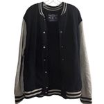 American Eagle Outfitters Varsity Jacket Navy Almost Black Grey Athletic Fit XXL Photo 0