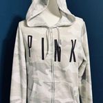 PINK - Victoria's Secret PINK Everyday Lounge Perfect Zip-Up Hoodie Lt Grey Camo Size M Photo 4