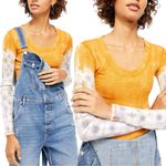Free People  Big Sur Ribbed Tie-Dye Thermal Long Sleeve Top Amber Orange Small Photo 2