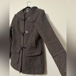 st. john's bay St. John’s Bay Plaid Toggle Hooded Wool / Cashmere Blend Coat - Women’s Medium Photo 4