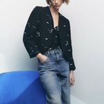 ZARA NEW STRUCTURED EMBROIDERED CARDIGAN TOP SHORT OPEN WOMENS SIZE L Photo 10