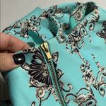 Danny & Nicole  aqua mint size 14 sleeveless floral a-line dress zips up back Photo 10