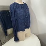Free People Blue Ruffled Olivia lace Blouse Photo 11
