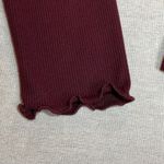a.n.a  | Burgundy Lettuce Edge Long Sleeve Ribbed Top | Small Photo 3