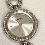 Ellen Tracy  silver tone women’s watch 30mm quartz analog rhinestones running Photo 2
