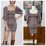 ZARA Funky  Plaid Puff Sleeve Knit Sweater Mini Dress! Photo 1