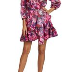 Tanya Taylor  | Sasha Pink Floral Puff-Sleeve A-Line Wrap Mini Dress Photo 14