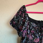 Lane Bryant  Black Metallic Floral Bubble Sleeve Tie Neck Tiered Midi Dress 20 Photo 6