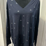 Lane Bryant Navy Snowflake Long Sleeve Top in 18/20 Photo 0