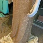 Sorella Vita  Cowl Back Sequin Gown Drape Back Gold Cap Sleeve Maxi Dress Sz: 16 Photo 13