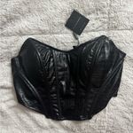 JLUXLABEL  black faux leather crocodile-effect corset top NWT Photo 2