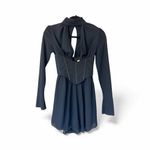 Oh Polly Joelene Long Sleeve Plunge Neck Mini Dress in Black NWT Photo 4