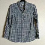 Gap Maternity Fitted Boyfriend Oxford Shirt XS Blue White Checked Gingham 212K Photo 0