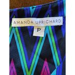 Amanda Uprichard  Blue Chevron Print Silk Sleeveless Fit And Flare Mini Dress‎ XS Photo 6
