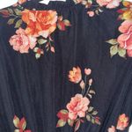Rue 21  Black Peach Pink Green Floral Long Sleeved Elastic Waist Dress Size M‎ Photo 2