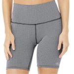 Alo Yoga  Black and White Athletic Biker Shorts Micro Houndstooth Size S Photo 0
