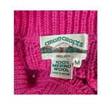 Aran Crafts Ireland 100% Merino Wool Big Button Pink Sweater Sz M gtds Size M Photo 3